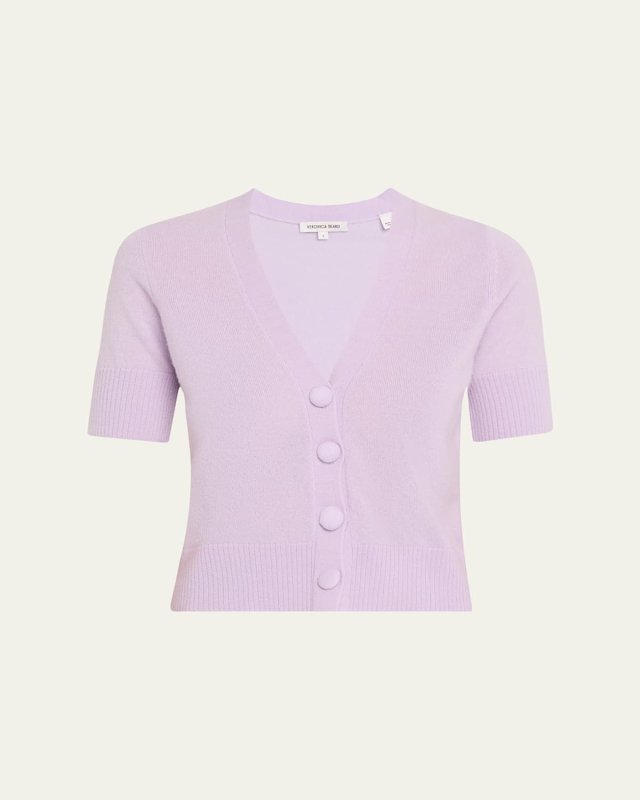 Solene Short-Sleeve Cashmere Cardigan